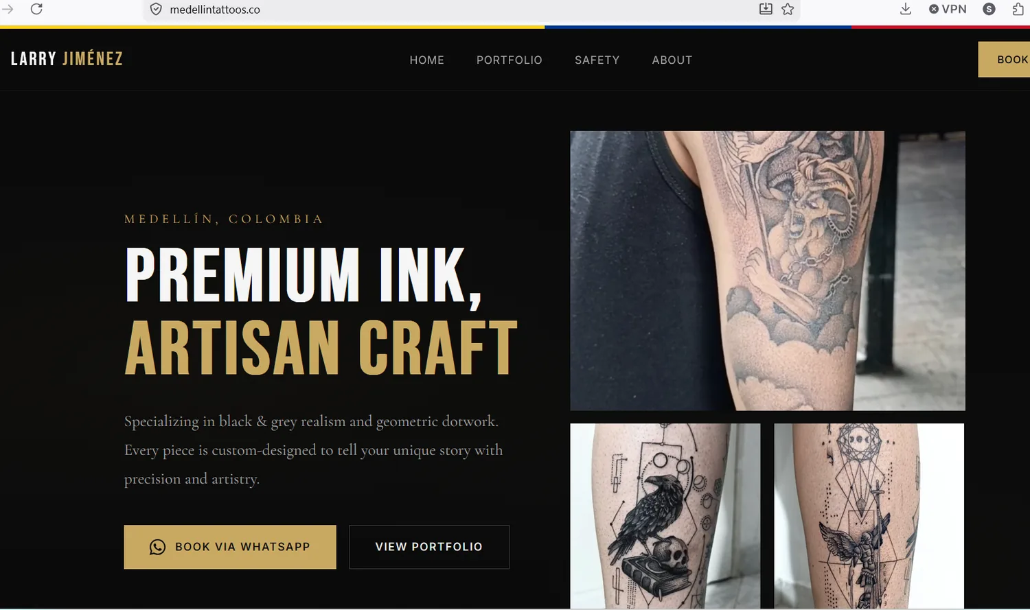 Captura del sitio Medellín Tattoos