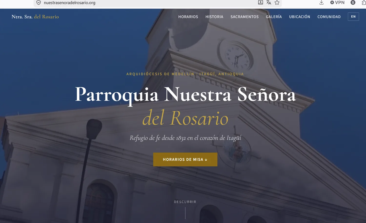 Captura del sitio Nuestra Señora del Rosario